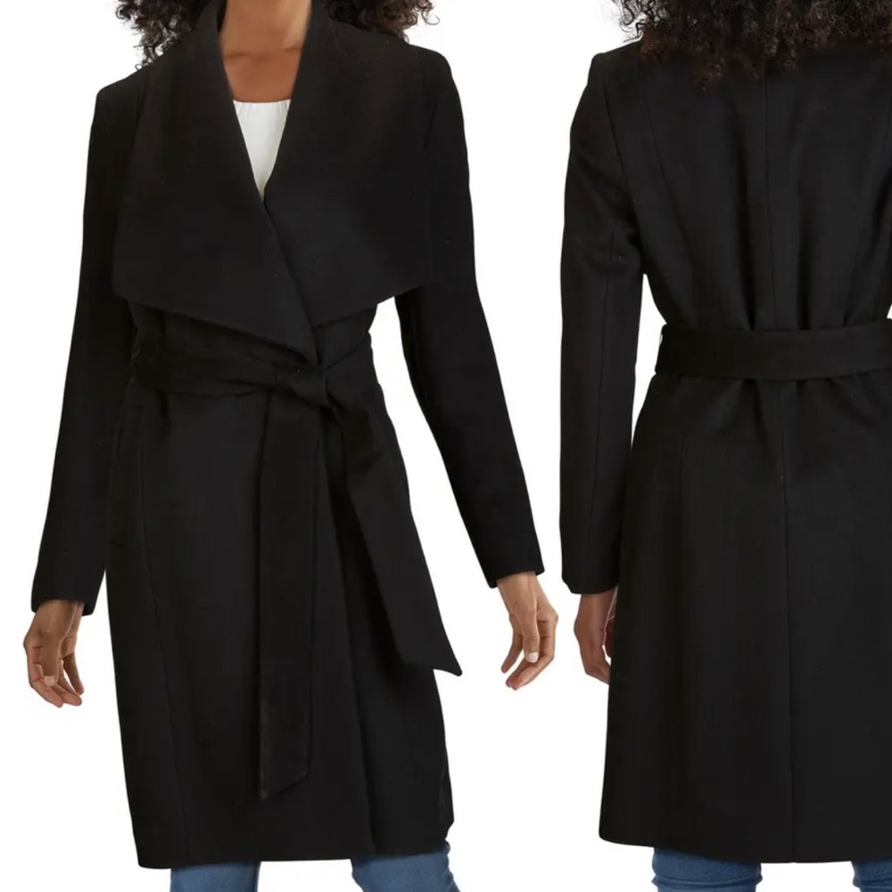 Cole Haan Slick Wool Blend Wrap Coat